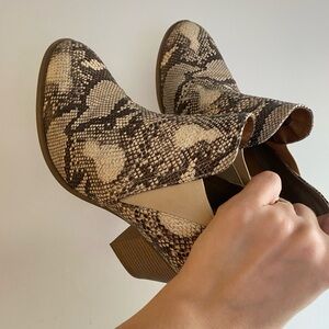 Faux Snake Ankle Boots